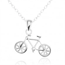 Stříbrný náhrdelník 925, detailně vyřezávaný přívěsek ve tvaru bicyklu