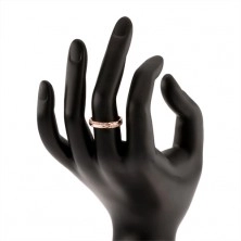 Prsten ze stříbra 925, měděná barva, diamantový řez, čiré zirkony