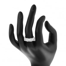 Zásnubní prsten ze stříbra 925, obdélníkové a kulaté zirkony