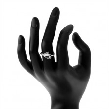Stříbrný prsten 925, větší a menší chodidlo, čiré blyštivé kamínky