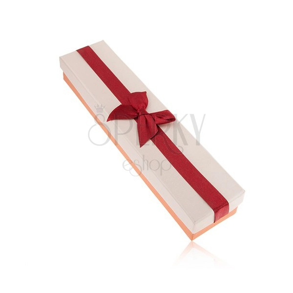 Dárková krabička na řetízek, oranžová, bordó a béžová barva, mašle