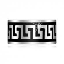 Stříbrný prsten 925 s černým ornamentem řeckého klíče