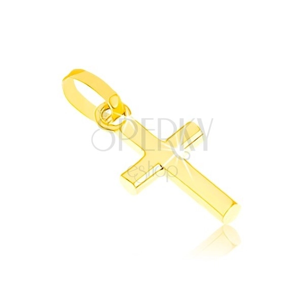 Lesklý přívěsek ze žlutého zlata 375, malý latinský kříž