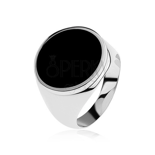 Prsten ze stříbra 925 s černým glazovaným kruhem