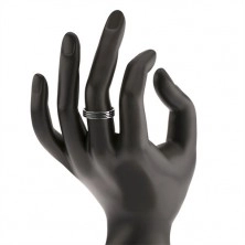 Stříbrný prsten 925, tři tenké černé pásky po obvodu