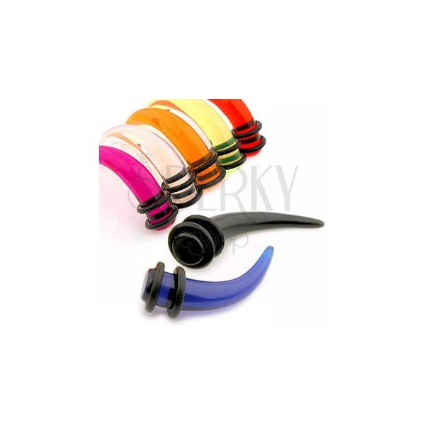 Akrylový taper do ucha - dráp v různých barvách a velikostech, gumičky