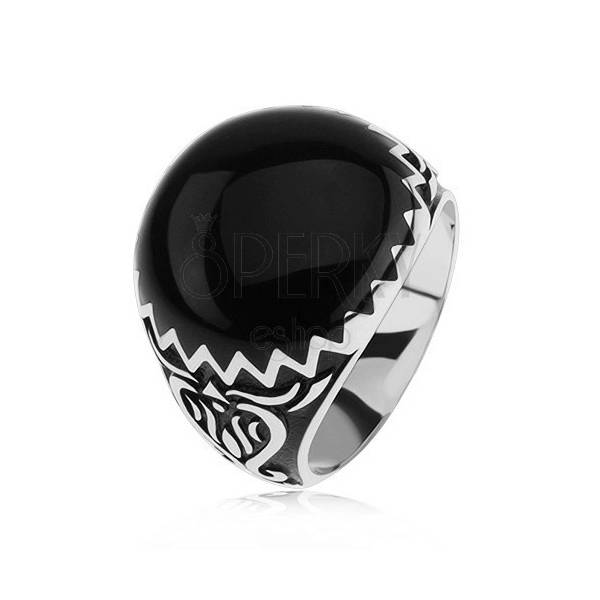 Prsten ze stříbra 925, černé zdobení, cik cak vzor a ornamenty