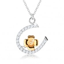 Stříbrný náhrdelník 925 - řetízek s podkůvkou a čtyřlístkem pro štěstí