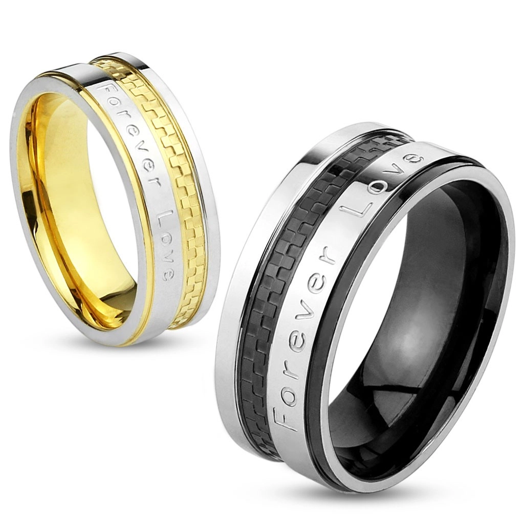 Prsten z oceli stříbrno-zlaté barvy, šachovnicový vzor, 