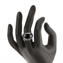 Prsten ze stříbra 925, černý glazovaný kruh, ornament řeckého klíče