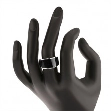 Stříbrný 925 prsten - černý glazovaný pás, lesklý a hladký povrch