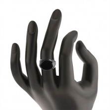 Prsten ze stříbra 925 - ovál z černé glazury, zrcadlový lesk