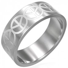 Prsten z chirurgické oceli - znak Peace