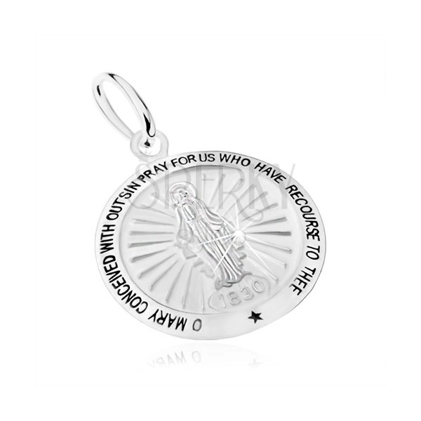Přívěsek ze stříbra 925, motiv zázračné medaile - Panna Marie, modlitba