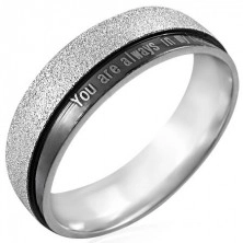 Ocelový prsten s nápisem - You are always in my heart