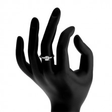 Zásnubní stříbrný prsten 925, čirý zirkon, třpytivé kamínky, vroubkování