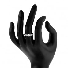 Stříbrný prsten 925, čiré zirkony, velký kulatý zirkon