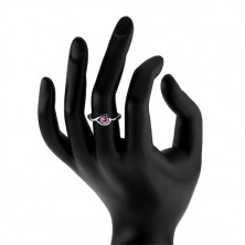 Stříbrný zásnubní prsten 925, kulatý růžový zirkon, zatočená ramena