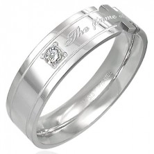 Prsten z oceli s nápisem - The flame of our love!