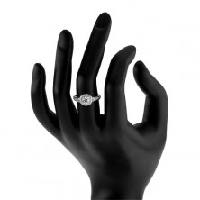 Stříbrný zásnubní prsten 925, čiré zirkonové slunce, blyštivé kamínky