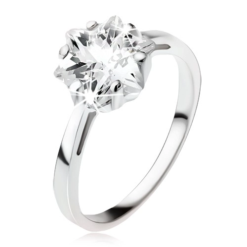 Zásnubní stříbrný prsten 925, masivní čirý zirkon - hvězdice - Velikost: 58