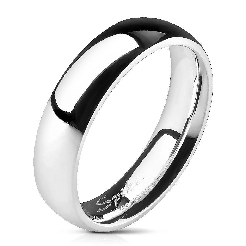 Prsten z oceli 316L, stříbrná barva, zrcadlový lesk, 5 mm - Velikost: 65