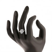 Prsten ze stříbra 925, lesklé zaoblené linie, broušený čirý zirkon