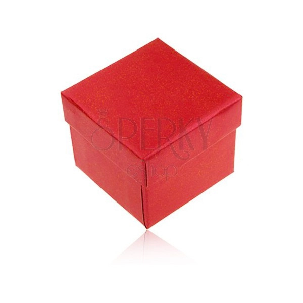 Dárková krabička na prsten a náušnice, červená barva s perleťovým leskem