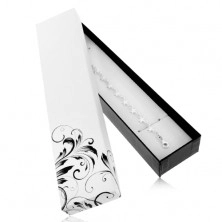 Bíločerná krabička na řetízek a hodinky, květinový ornament