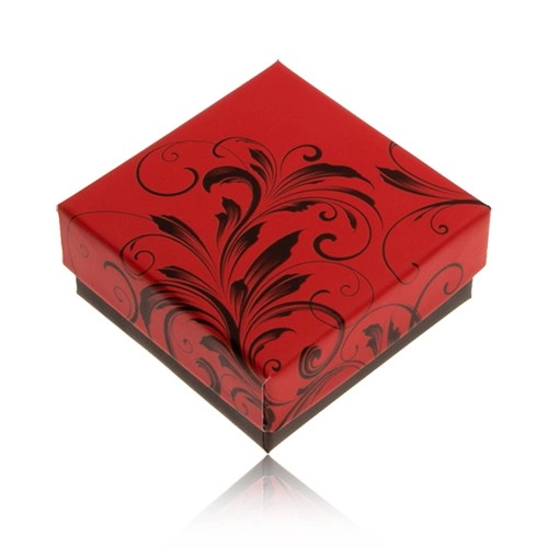 Levně Nižší červenočerná krabička na prsten nebo náušnice, ornamenty