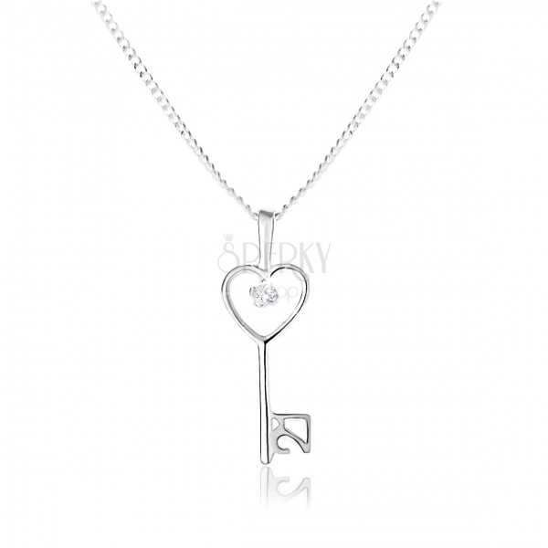 Nastavitelný náhrdelník - stříbro 925, hladký lesklý klíč a jemný řetízek
