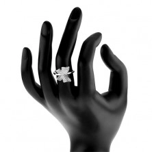 Stříbrný prsten 925, třpytivý motýl vykládaný zirkonky čiré barvy