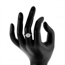 Prsten ze stříbra 925 - kulatý zirkon čiré barvy se třpytivou konturou