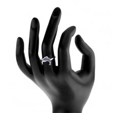 Prsten ze stříbra 925, blyštivý skákající delfín, tmavomodré zirkony