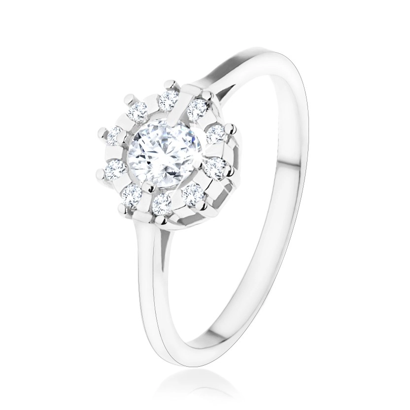 Zásnubní prsten - stříbro 925, trpytivé zirkonové slunce čiré barvy - Velikost: 60