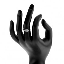Zásnubní prsten - stříbro 925, trpytivé zirkonové slunce čiré barvy