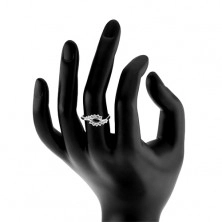 Zásnubní prsten ze stříbra 925, zvlněné konce ramen, čiré zirkony