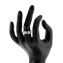 Stříbrný 925 prsten - nápis "I LOVE YOU", pásy čirých zirkonů