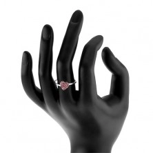 Stříbrný prsten 925 se světle růžovým zirkonovým srdcem