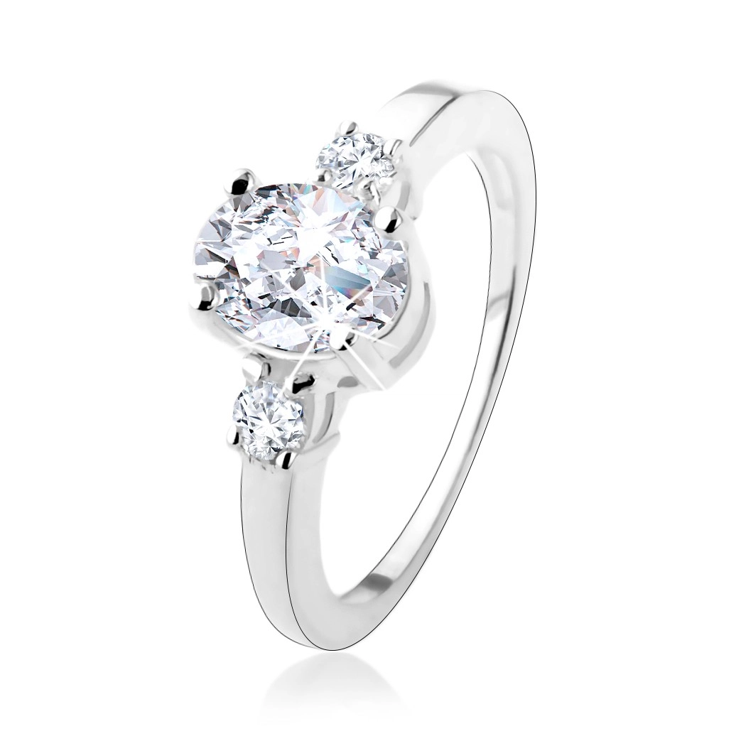 Zásnubní prsten se třemi třpytivými zirkony, stříbro 925 - Velikost: 55
