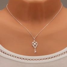 Stříbrný náhrdelník 925, řetízek s přívěskem, lesklý klíček