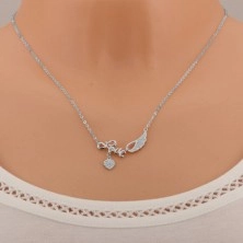 Stříbrný náhrdelník 925, nápis "Love", andělské křídlo, srdce