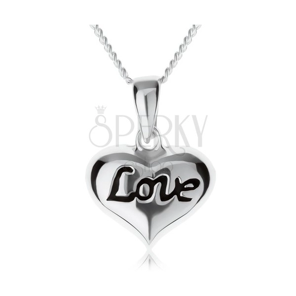 Nastavitelný náhrdelník, srdíčko s nápisem "Love", stříbro 925
