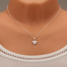 Nastavitelný náhrdelník, srdíčko s nápisem "Love", stříbro 925