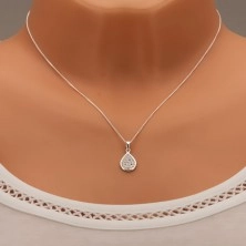 Stříbrný náhrdelník 925, třpytivá zirkonová slza, řetízek