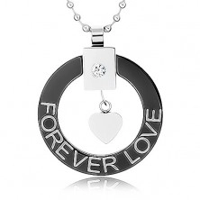 Náhrdelníky pro dva z chirurgické oceli, obrys kruhu, srdíčko, "Forever love"