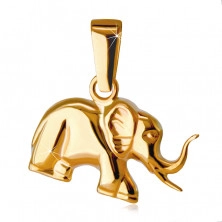 Přívěsek ze žlutého 9K zlata - lesklý kráčející slon