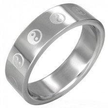 Ocelový prsten Jing-Jang
