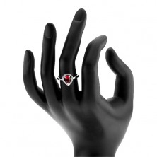 Stříbrný prsten 925, růžová zirkonová slza, třpytivá kontura