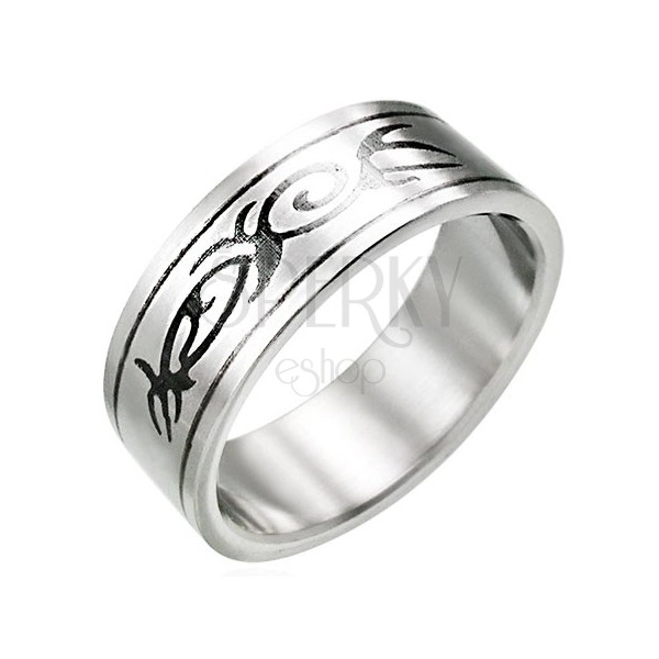 Ocelový prsten s motivem TRIBAL